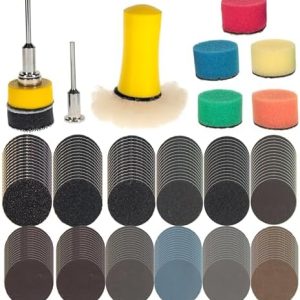 Dura-Gold 191-Piece 1" Micro Sanding & Polishing Set - Includes 180 Sandpaper Discs, 12 Grits From 60 to 10,000, Polishing Pads, Backing Plate - Use Drills, Air Grinders, Rotary Tools - Auto Detailing